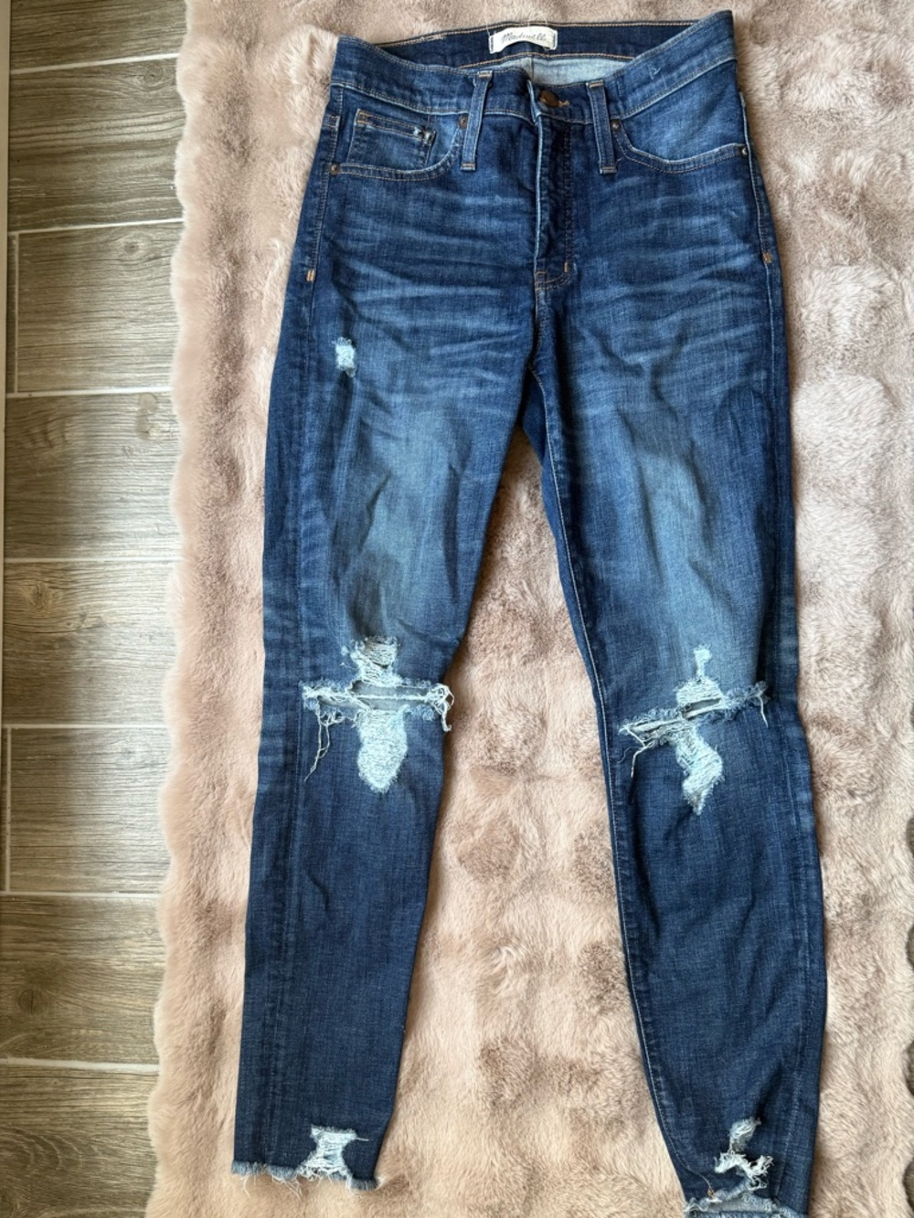 Madewell high rise distressed skinny jeans, size 26